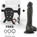 COCK MILLER HARNESS + SILICONE DENSITY ARTICULABLE COCKSIL - BLACK 19.5 CM