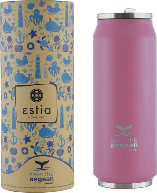 Estia Travel Cup Save The Aegean Baby Pink 0.5lt
