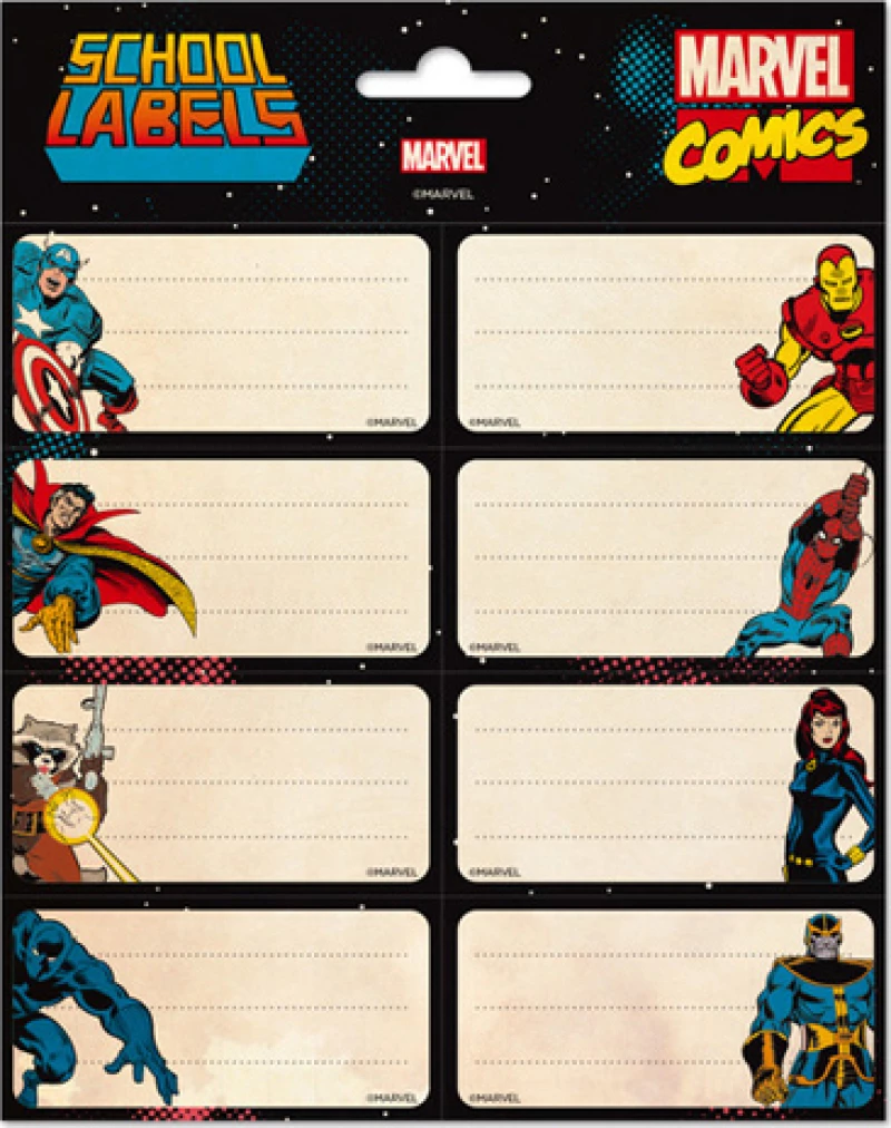 Σχολικές Ετικέτες τετραδίων Marvel Comics Avengers 8x2 2 Φ 16 ΤΜΧ