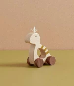 Kids Concept Ξύλινος Τροχήλατος Δεινόσαυρος Μπεζ