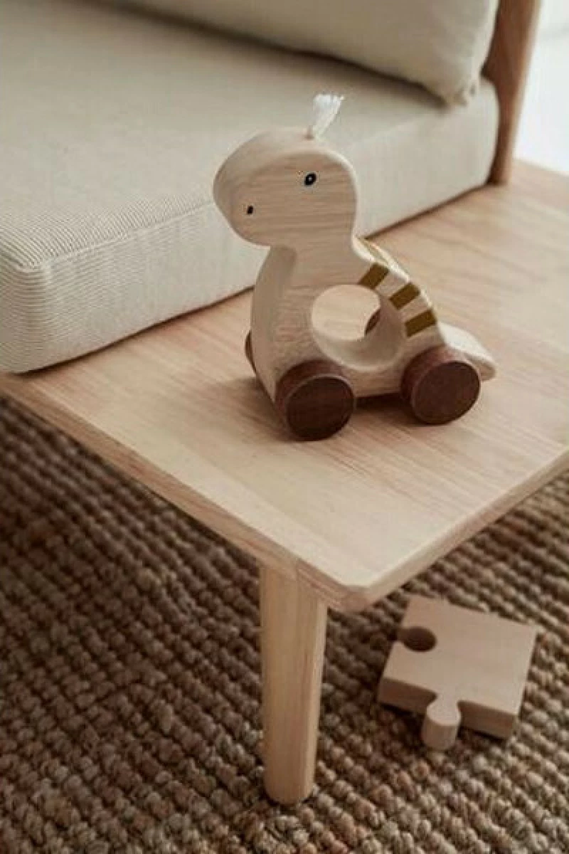 Kids Concept Ξύλινος Τροχήλατος Δεινόσαυρος Μπεζ