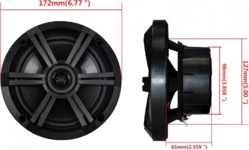 Hasda H-065B Αδιάβροχα Ηχεία Σκάφους Με Led 6.5" Μαύρα (Ζεύγος)