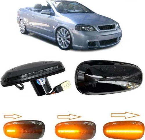 Πλαϊνά Φλας Φτερού Για Opel Astra G 98-04 / Zafira A 99-05 / Frontera B 01-04 Led Dynamic Φιμέ 2 Τεμάχια