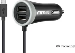 AMiO Φορτιστής Αυτοκινήτου 2.4A με Θύρες: 2xUSB μαζί με Καλώδιο micro-USB