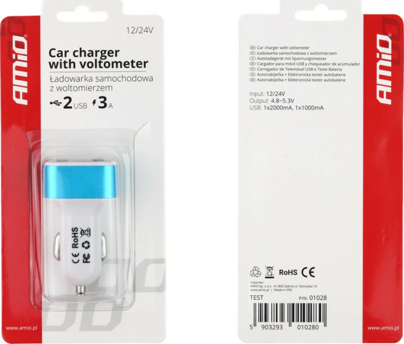 Φορτιστής Αναπτήρα & Battery Check Αυτοκινήτου με 2 Θύρες Usb Test-04 01028