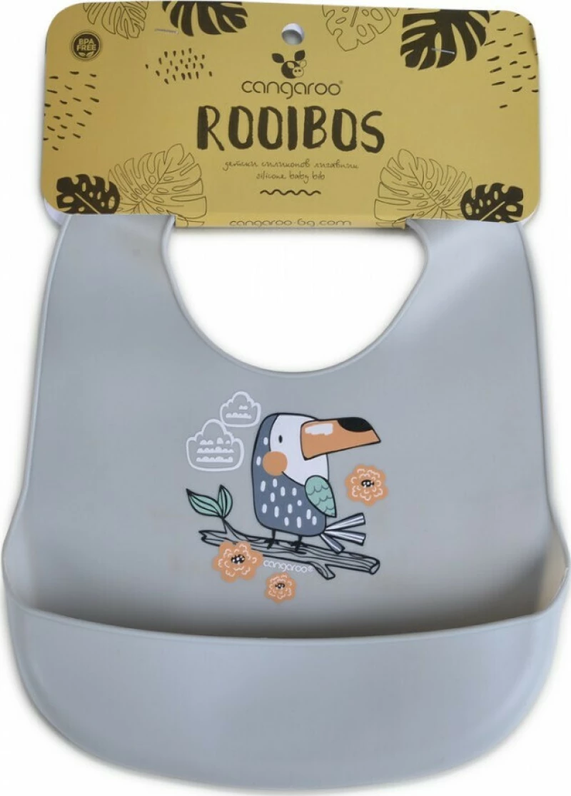 Cangaroo Σαλιάρα Σιλικόνης Rooibos Grey
