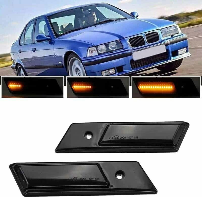 Φλας LED για BMW Σειρά 3 E36 1990-1996 Βιδωτό Led Dynamic Black/Smoke 2τμχ