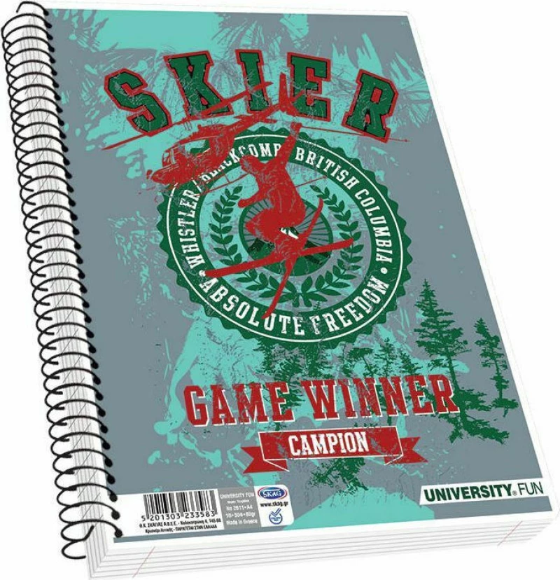 Skag Σπιράλ Τετράδιο Ριγέ Α4 90φυλλο 3 Θεμάτων University Fun 232296 (Διάφορα Σχέδια)