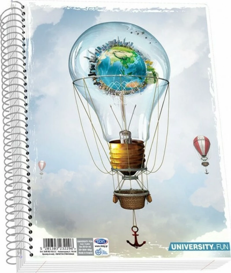 Skag Σπιράλ Τετράδιο Ριγέ Α4 90φυλλο 3 Θεμάτων University Fun 232296 (Διάφορα Σχέδια)