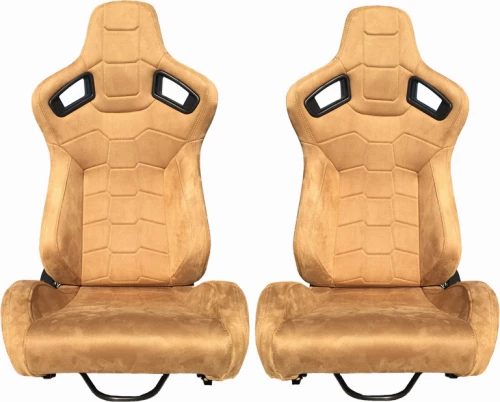 Auto Gs Καθίσματα Bucket R8 Suede Alcantara Μπεζ Σετ 2Τεμ