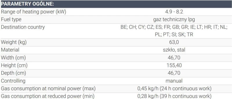 Kratki Σόμπα Υγραερίου Επιδαπέδια PATIO/M/G31/37MBAR/S 7kW