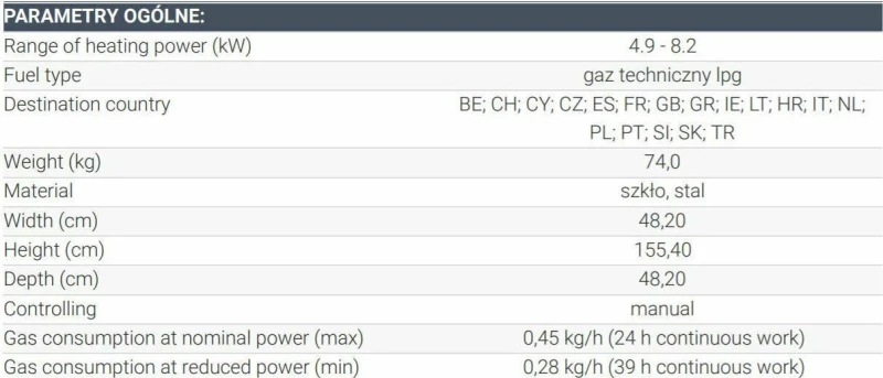 Kratki Σόμπα Υγραερίου Επιδαπέδια PATIO/M/G31/37MBAR/Β 7kW