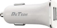 Φορτιστής Αυτοκινήτου Detech, De-C01, 5V/2.4A, 12/24V, 2 X Usb, Λευκό 14122