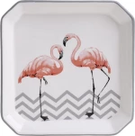Inart Διακοσμητική Πιατέλα Κεραμική Flamingo 18x18x3cm