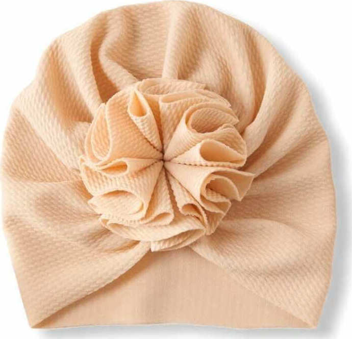 Baby Turban With Pompon - Beige