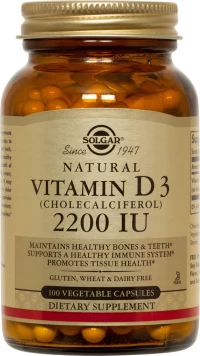 Solgar Vitamin D3 (Cholecalciferol) 2200IU 100 φυτικές κάψουλες