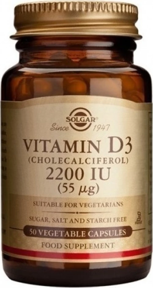 Solgar Vitamin D3 (Cholecalciferol) 2200IU 50 φυτικές κάψουλες