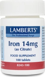 Lamberts Iron 14mg (Citrate) 100 ταμπλέτες