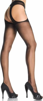 Leg Avenue Sheer Suspender Pantyhose Black