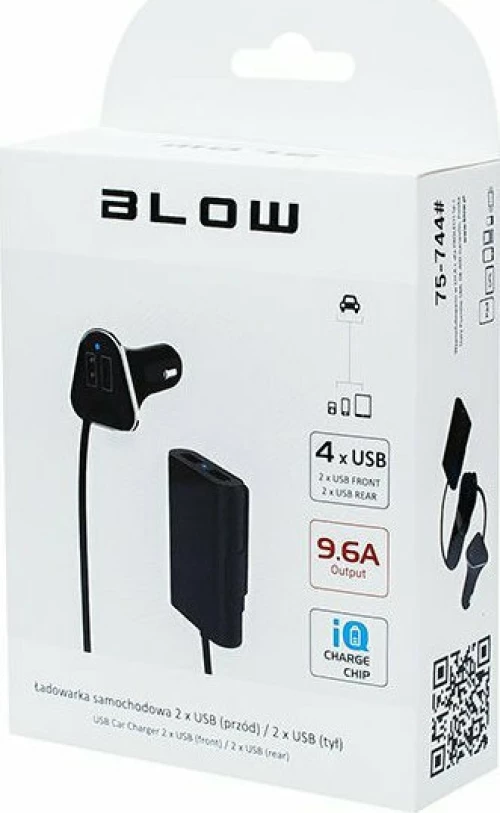 Blow Φορτιστής Αυτοκινήτου DM-744 9.6A με Θύρες: 4xUSB