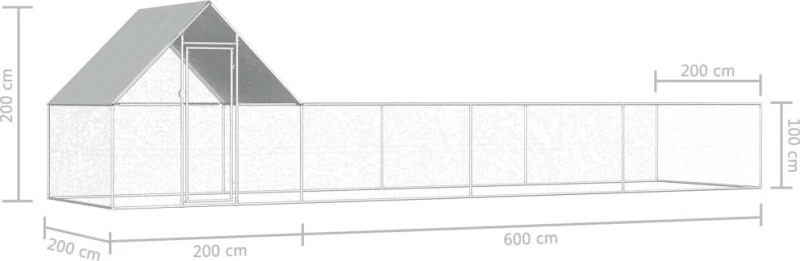 vidaXL Κοτέτσι 8x2x2m από Γαλβανισμένο Χάλυβα 144558