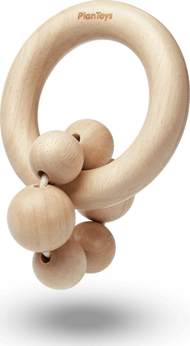 Plan Toys Κουδουνίστρα με Χάντρες Natural