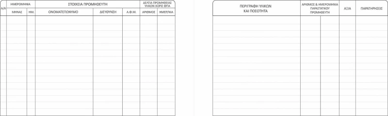 Βιβλίο Προμήθειας Υλικών & Αντικειμένων Χωρίς ΦΠΑ 7-04-02 Uni Pap