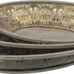 Inart Διακοσμητική Πιατέλα Μεταλλική S/3 55x39x9cm 3τμχ