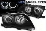 Εμπρός Φανάρια Angel Eyes Black Για BMW E46 01-05