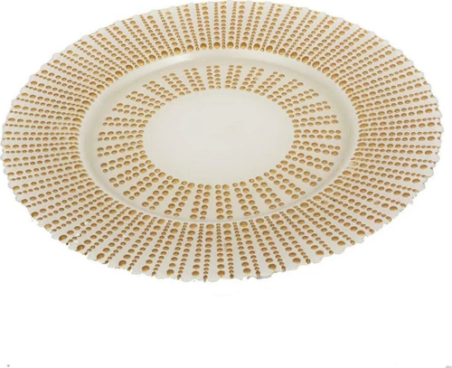Artekko Διακοσμητική Πιατέλα Γυάλινη Χρυσή 33.50x33.50x2cm