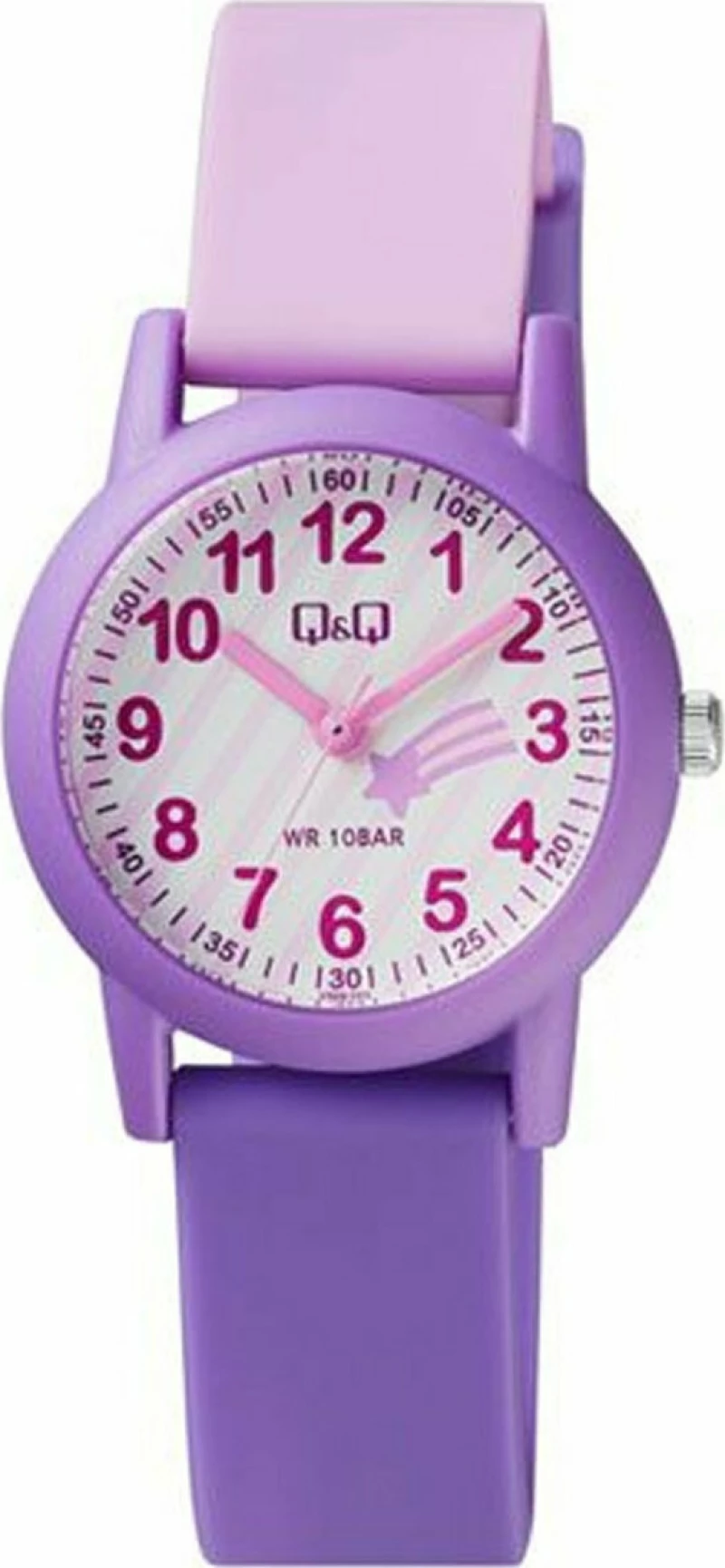Q&Q Pink-Purple Rubber Strap