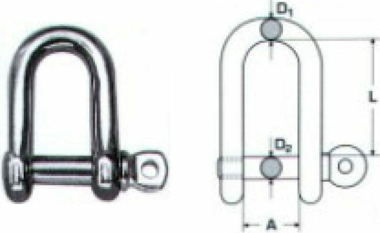 Ναυτικό κλειδί "D" Inox A4 M8358 4mm - m8358-4