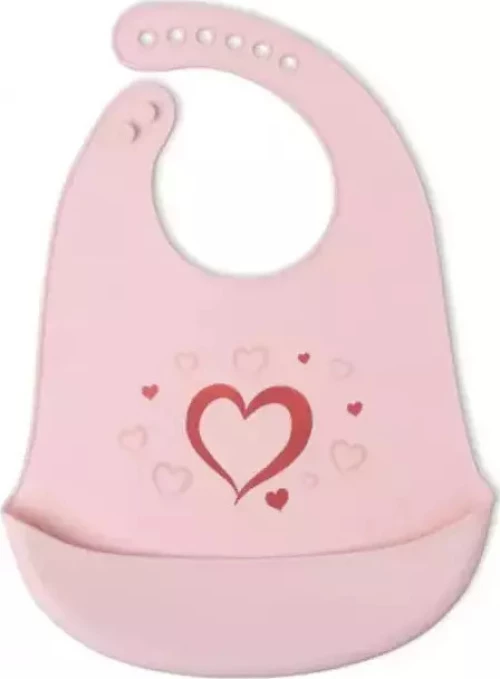 Kiokids Σαλιάρα Σιλικόνης Ροζ Καρδιά
