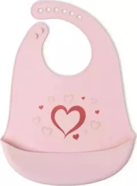 Kiokids Σαλιάρα Σιλικόνης Ροζ Καρδιά