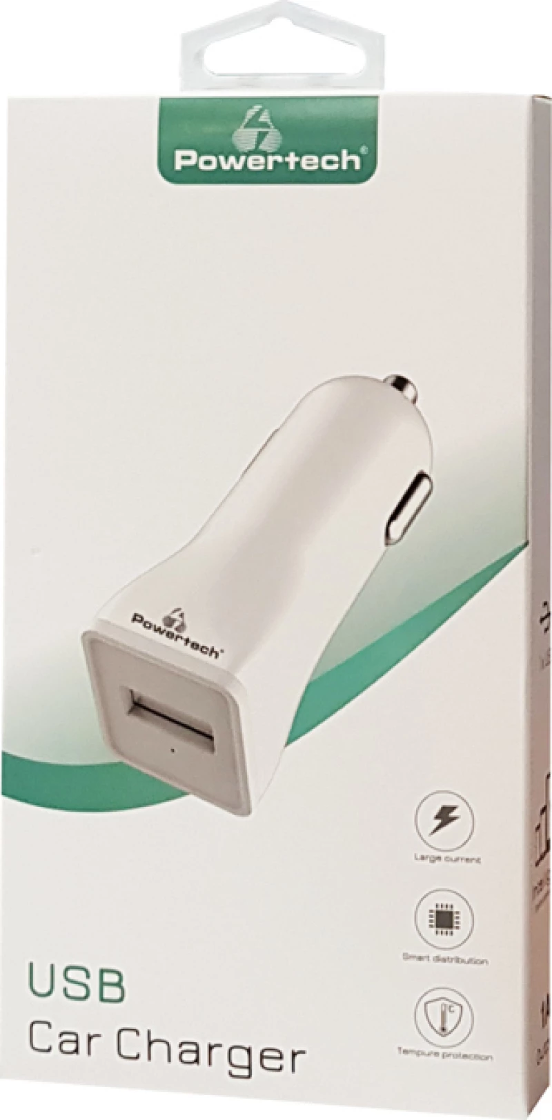 Powertech Φορτιστής Αυτοκινήτου Pt-762, 1X Usb, 1A, Λευκός