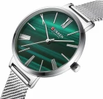 Curren 9076 Ρολόι με Μεταλλικό Μπρασελέ Ασημί/Πράσινο