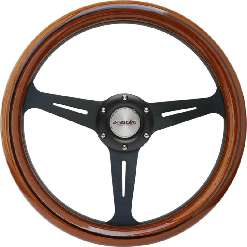 Simoni Racing Τιμόνι Τριάκτινο 350mm Πάχος 95mm Ξύλινο Μαύρο