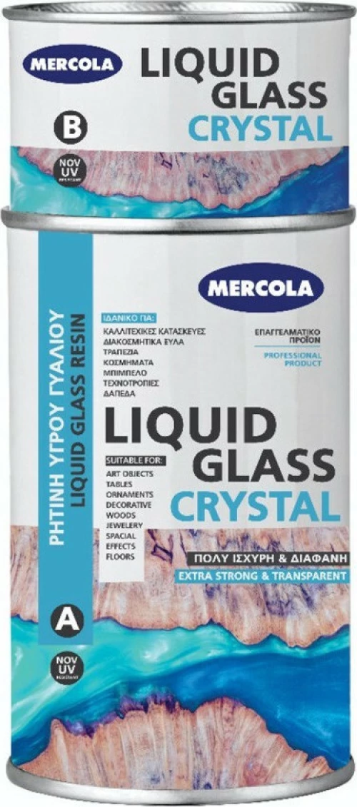 Mercola Liquid Glass Crystal Uv Resistance Ρητίνη Υγρού Γυαλιού 2 Συστατικών 1000gr