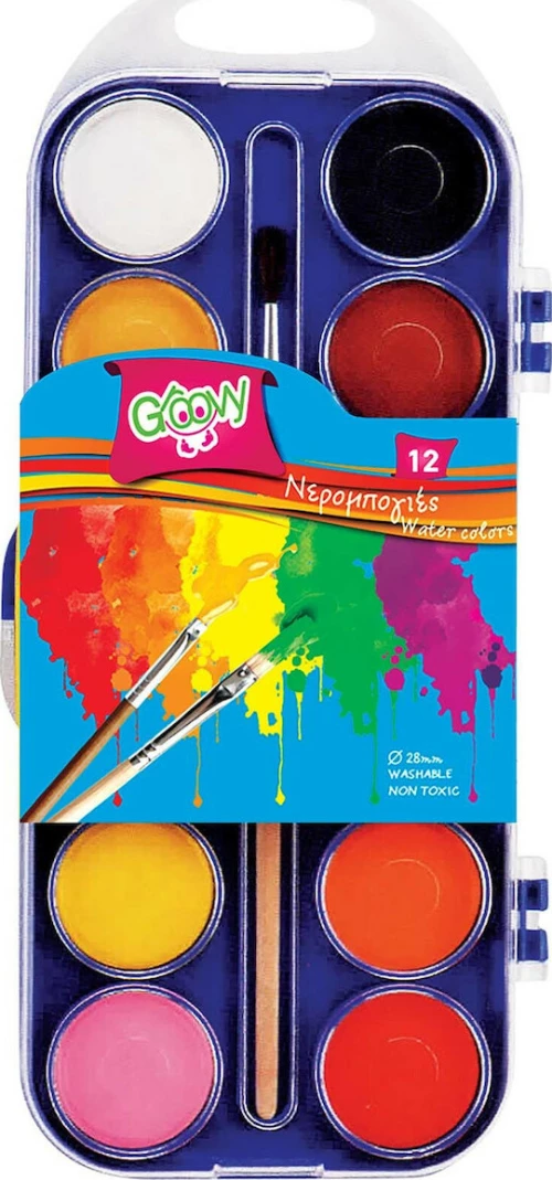 Groovy Σετ Νερομπογιές με Πινέλο 12 Χρωμάτων