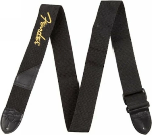 Fender Black Polyester Logo Straps Yellow Logo