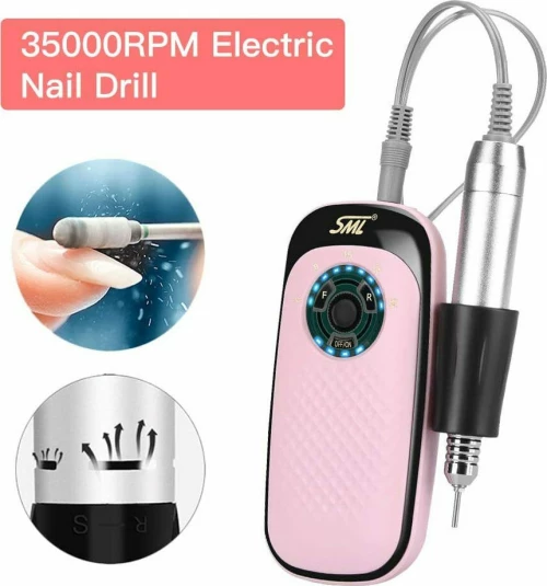 Sml M7 Τροχός Νυχιών Μπαταρίας 35000rpm σε Ροζ Χρώμα 25W