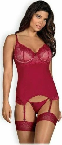 Obsessive Rosalyne Sensual Corset & Thong Red