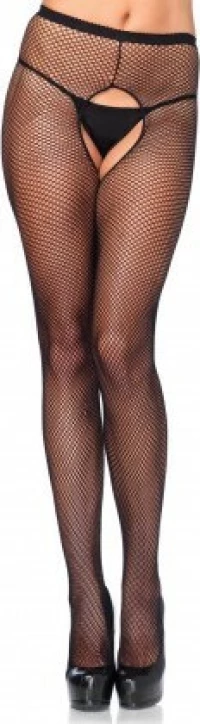 Leg Avenue Crotchless Fishnet Pantyhose Black