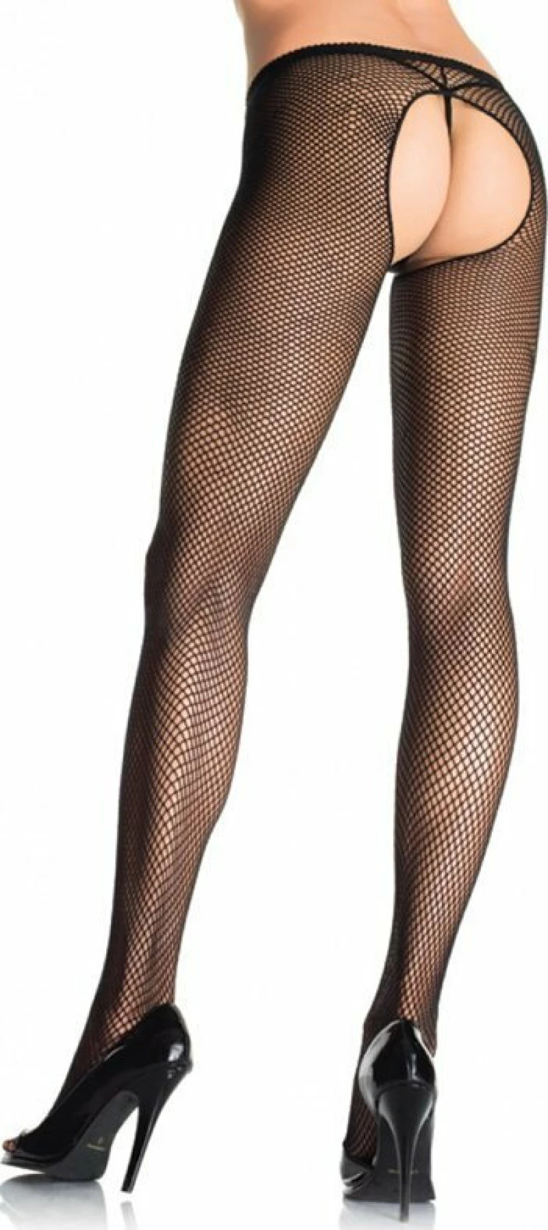 Leg Avenue Crotchless Fishnet Pantyhose Black