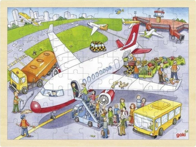 Goki παζλ ξύλινο "Αεροδρόμιο" 30x40εκ. 96 τεμαχίων