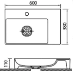 Karag Infinity 6160 Επιτοίχιος Κρεμαστός Νιπτήρας Πορσελάνης 60x38cm Λευκός