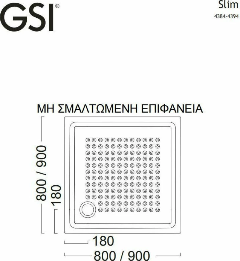 GSI Slim Ντουζιέρα 80x80cm