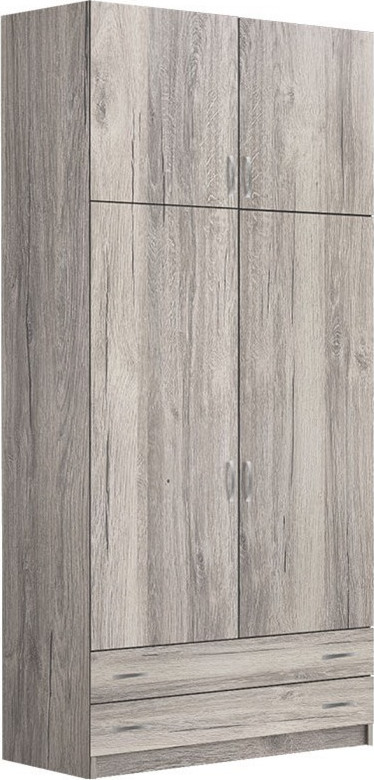 Ντουλάπα Economy Δίφυλλη με Πατάρι Σταχτί 102x60x233cm