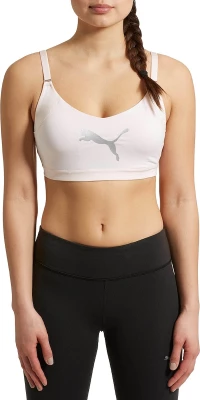 Puma En Pointe Logo Low/Mid Impact Γυναικείο Αθλητικό Μπουστάκι Ροζ με Επένδυση & Ελαφριά Ενίσχυση