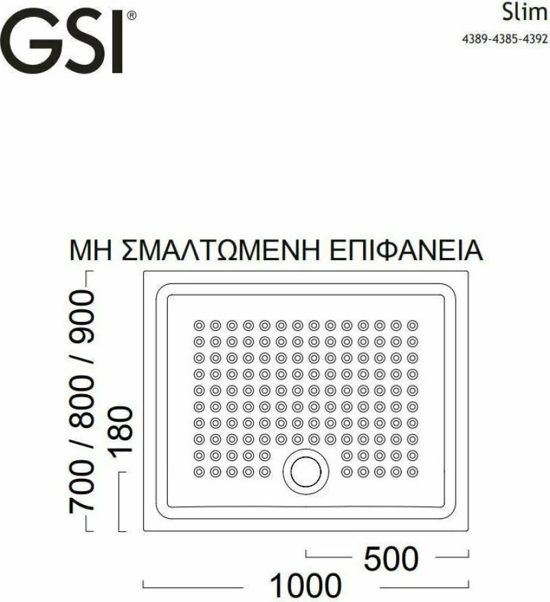 GSI Slim 4389-300 Ντουζιέρα 100x70cm